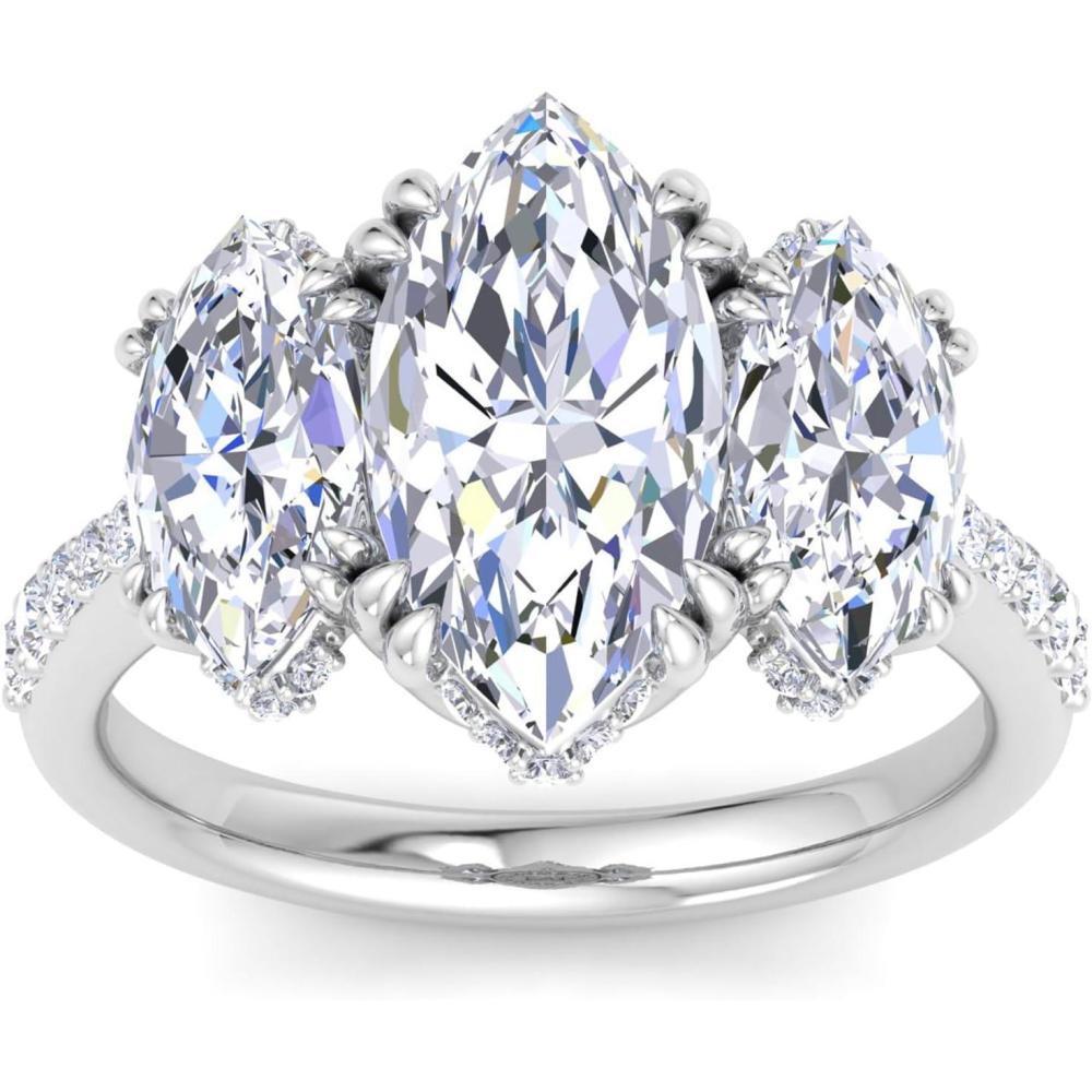 image:imageMartha Stewart 5 12 Carat Marquise Shape Lab Grown Diamond Three Stone Plus Engagement Ring In Sterling Silver
