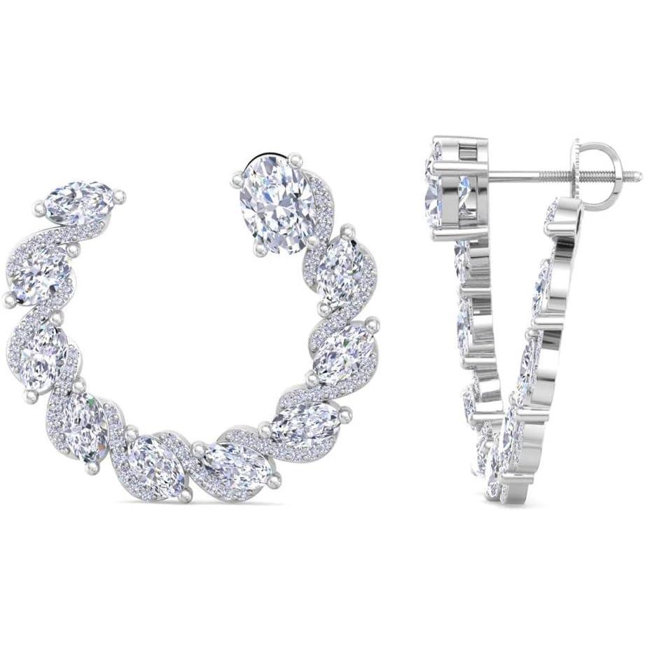 image:imageMartha Stewart 5 Carat Lab Grown Diamond Hoop Earrings Oval Shape 14K Gold Diamond Hoop Earrings for Womenwhitegold