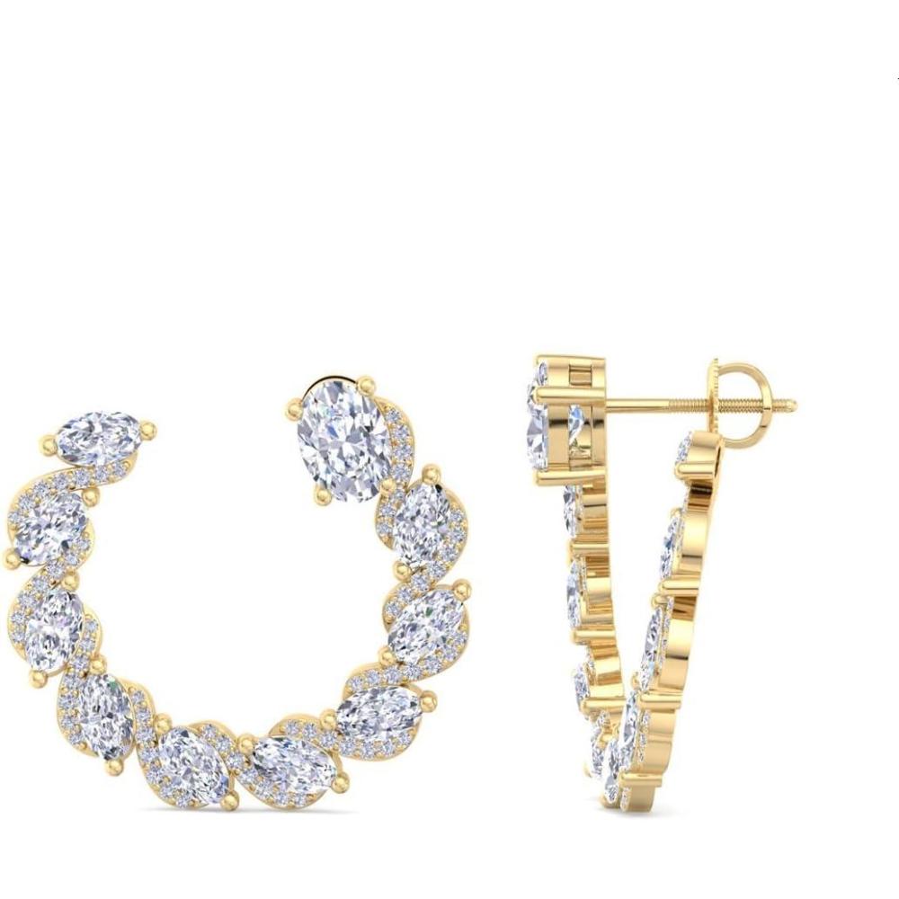 image:imageMartha Stewart 5 Carat Lab Grown Diamond Hoop Earrings Oval Shape 14K Gold Diamond Hoop Earrings for Womenyellowgold