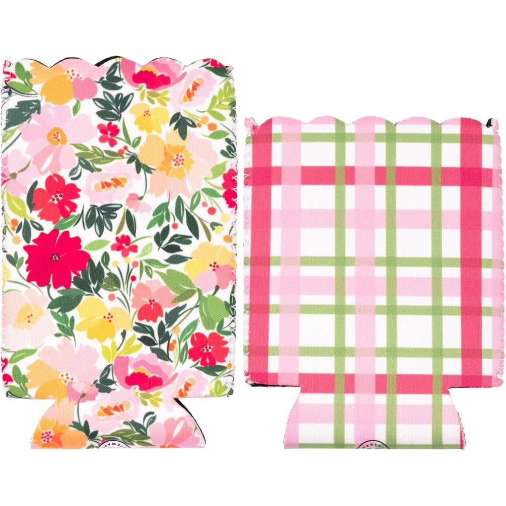 image:imageMartha Stewart Neoprene Drink Hugger Set of 2 Fits Standard 12 oz amp Tall Cans Coolers for Slim and Standard Can Floral and Plaid