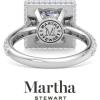 Martha Stewart 4 Carat Princess Cut Lab Grown Diamond Hidden Halo Engagement Ring In Sterling Silver