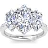 Martha Stewart 5 1/2 Carat Marquise Shape Lab Grown Diamond Three Stone Plus Engagement Ring In Sterling Silver