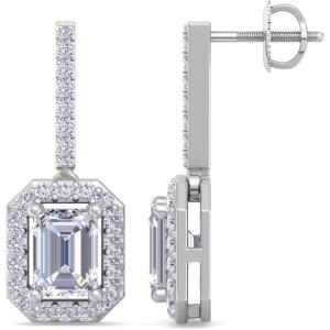 Martha Stewart 2 1/2 Carat Lab Grown Diamond Drop Earrings In Sterling Silver(Emerald)