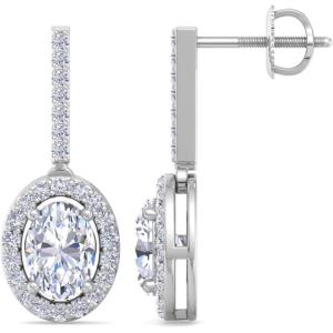 Martha Stewart 2 1/2 Carat Lab Grown Diamond Drop Earrings In Sterling Silver(Oval)