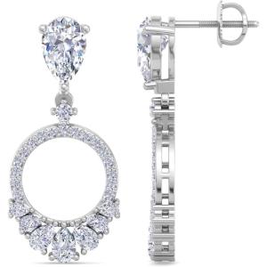 Martha Stewart 3 Carat Pear Shape Lab Grown Diamond Drop Earrings In Sterling Silver