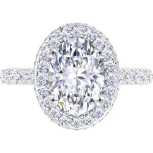 Martha Stewart 4 Carat Oval Shape Lab Grown Diamond Hidden Halo Engagement Ring In Sterling Silver