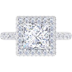 Martha Stewart 4 Carat Princess Cut Lab Grown Diamond Hidden Halo Engagement Ring In Sterling Silver