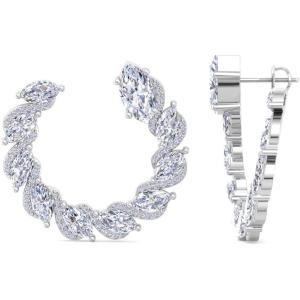 Martha Stewart 5 Carat Lab Grown Diamond Hoop Earrings, Marquise Shape, 14K Gold Diamond Hoop Earrings for Women(white-gold)