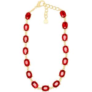 Martha Stewart Oval Crystal Statement Necklace(Red)