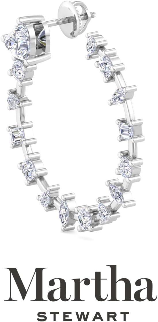 image:imageMartha Stewart 3 Carat Lab Grown Diamond Fancy Hoop Earrings In Sterling Silver