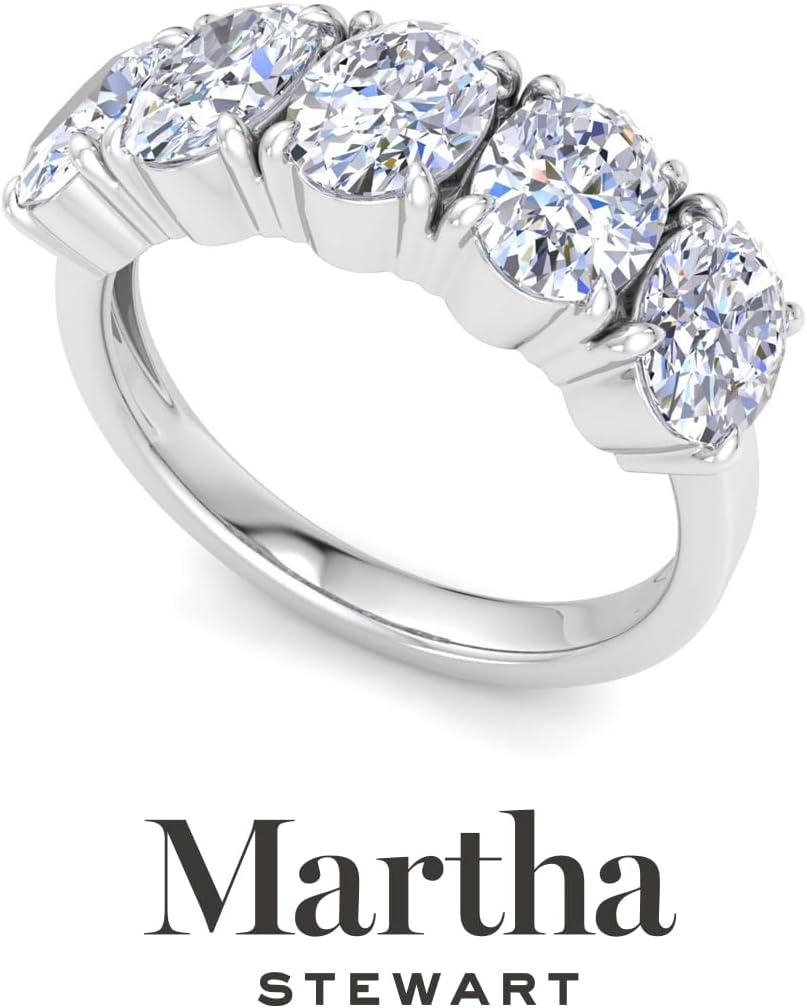 image:imageMartha Stewart 3 Carat Oval Shape Lab Grown Diamond Five Stone Engagement Ring In Sterling Silver