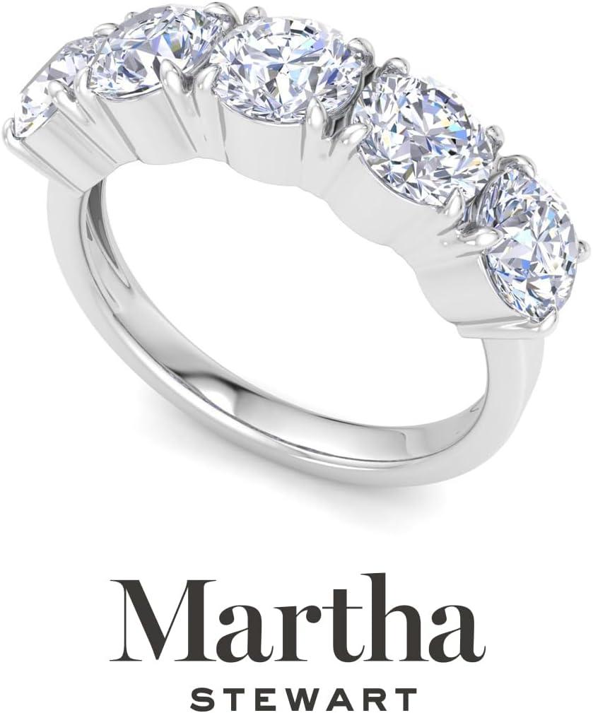 image:imageMartha Stewart 3 Carat Round Lab Grown Diamond Five Stone Engagement Ring In Sterling Silver
