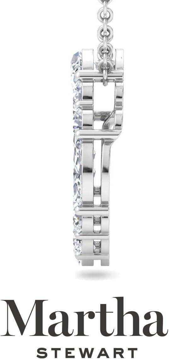 image:imageMartha Stewart 4 Carat Lab Grown Diamond Marquise and Round Circle Necklace In Sterling Silver