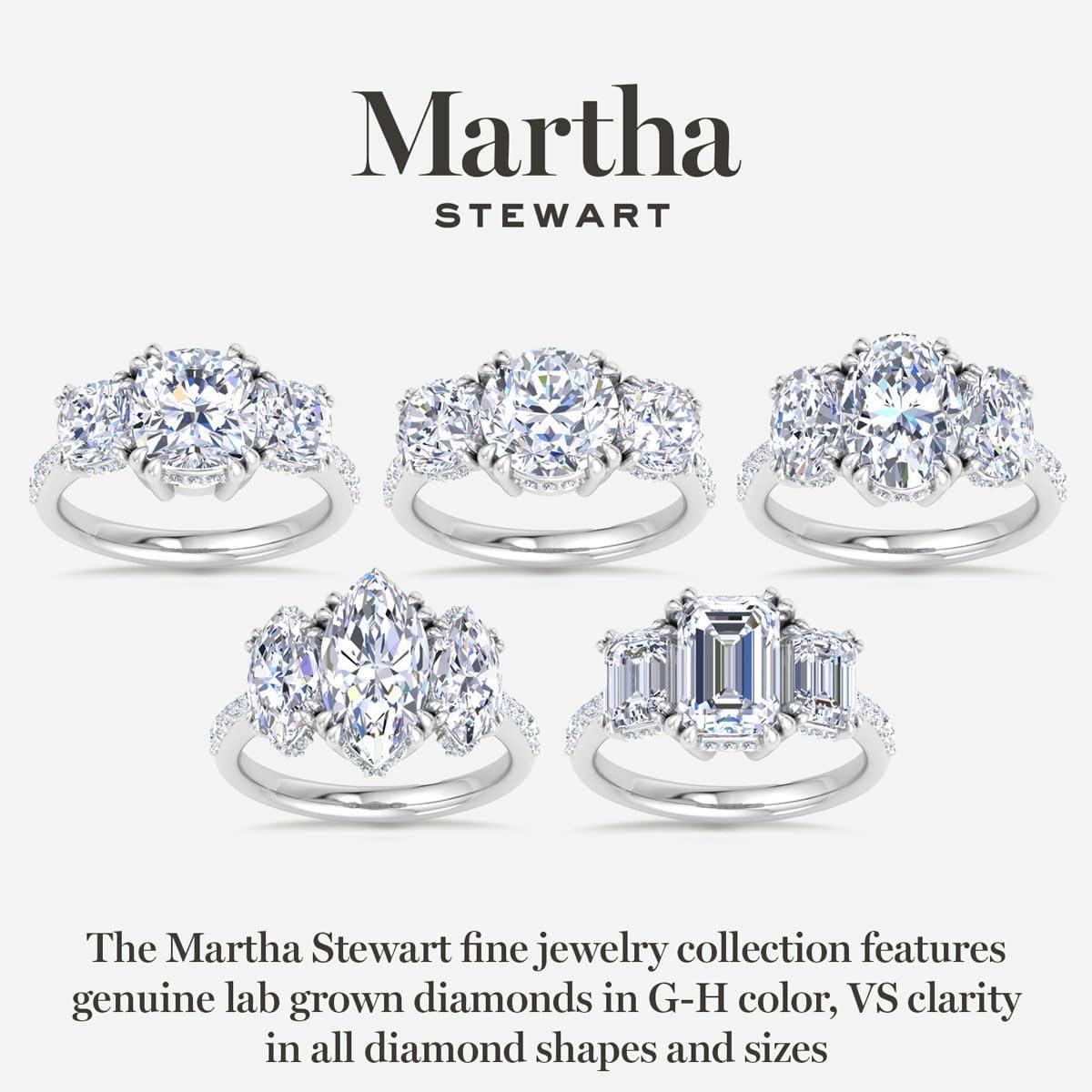 image:imageMartha Stewart 5 12 Carat Emerald Cut Lab Grown Diamond Three Stone Plus Engagement Ring In Sterling Silver