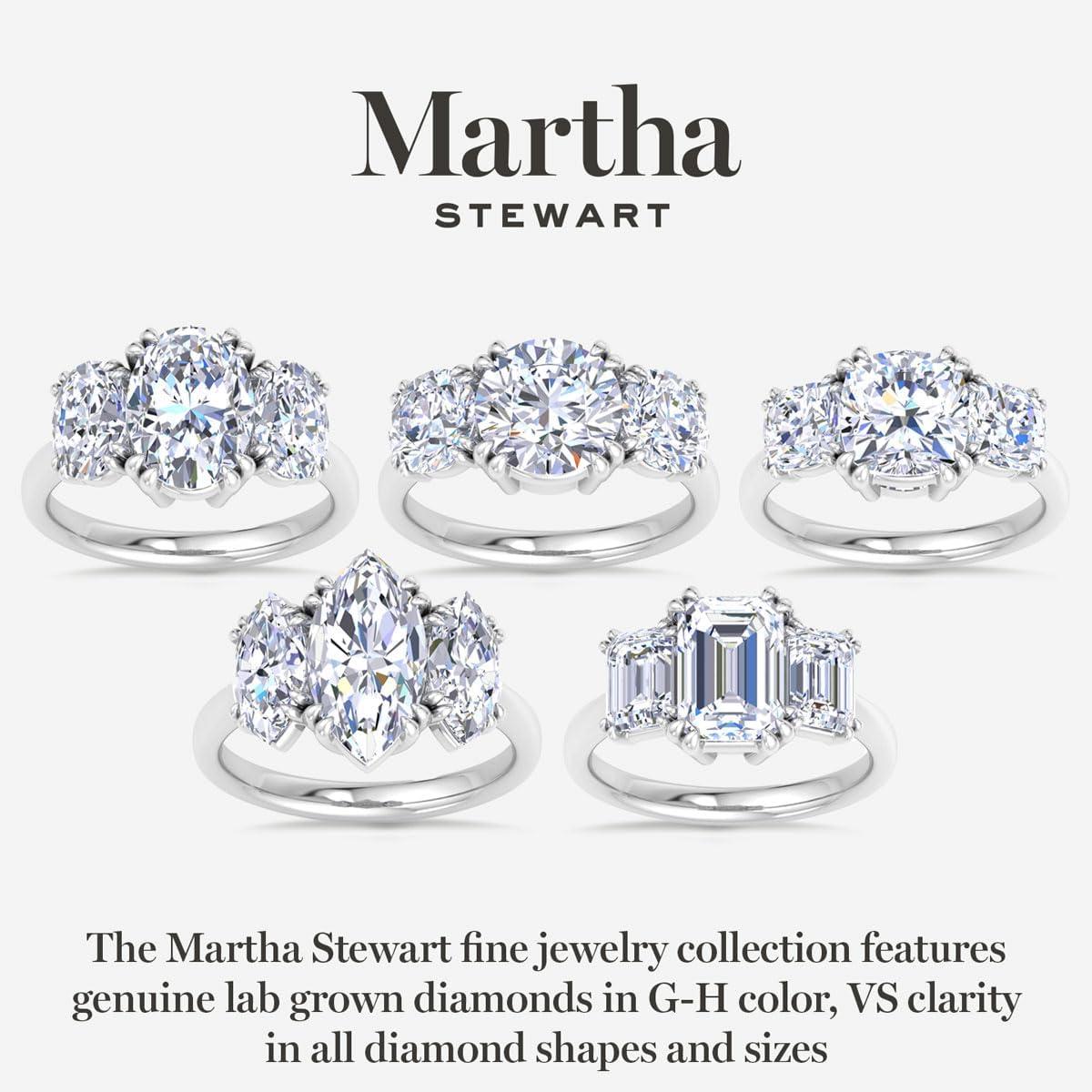 image:imageMartha Stewart 5 Carat Cushion Cut Lab Grown Diamond Three Stone Engagement Ring In Sterling Silver