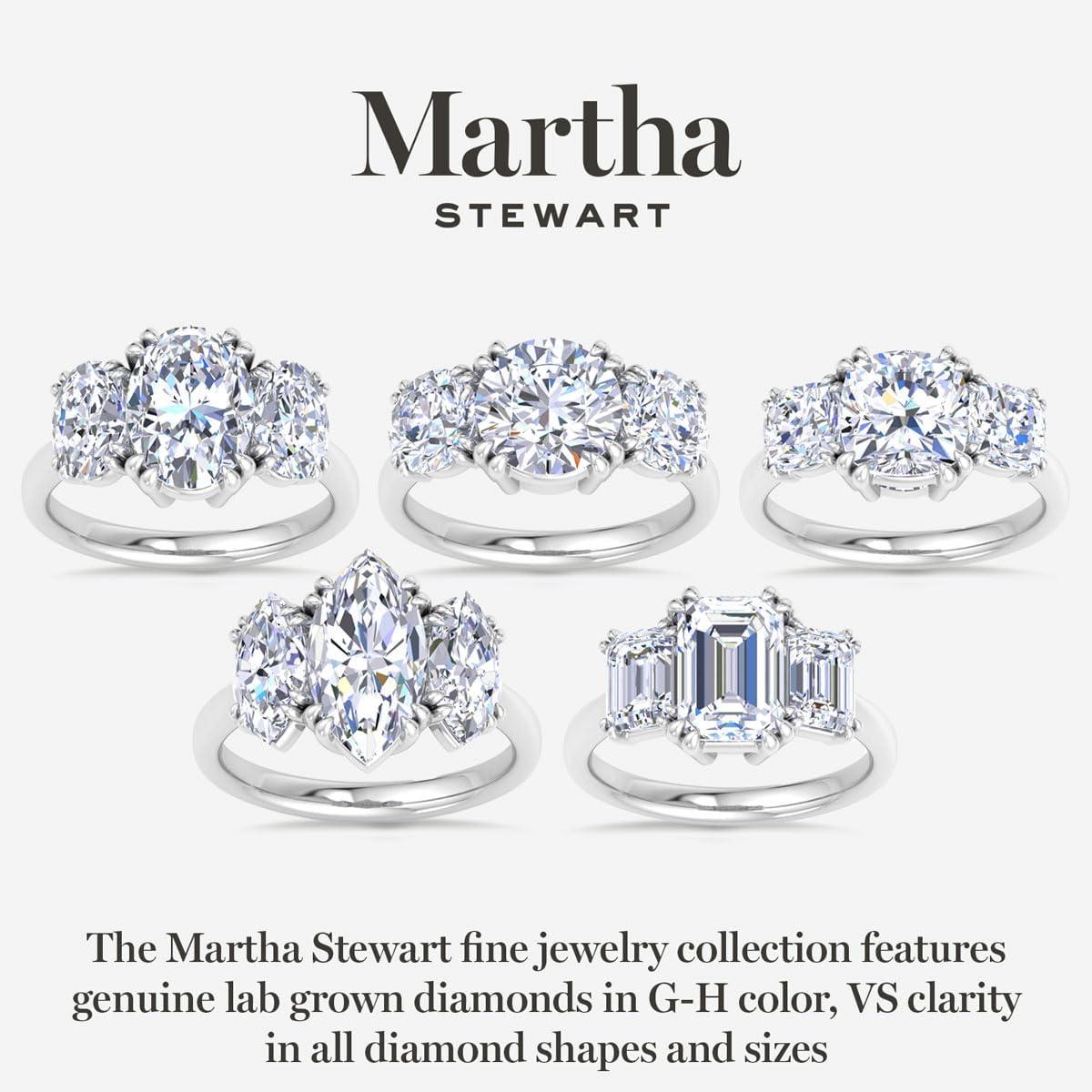 image:imageMartha Stewart 5 Carat Emerald Cut Lab Grown Diamond Three Stone Engagement Ring In Sterling Silver