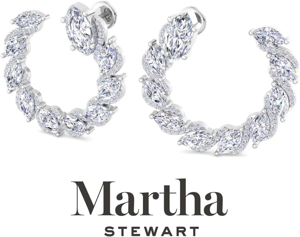 image:imageMartha Stewart 5 Carat Lab Grown Diamond Hoop Earrings Sterling Silver Hoop Earrings for WomenMarquise