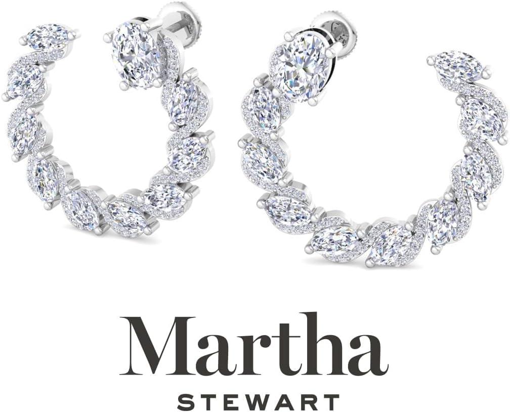 image:imageMartha Stewart 5 Carat Lab Grown Diamond Hoop Earrings Sterling Silver Hoop Earrings for WomenOval