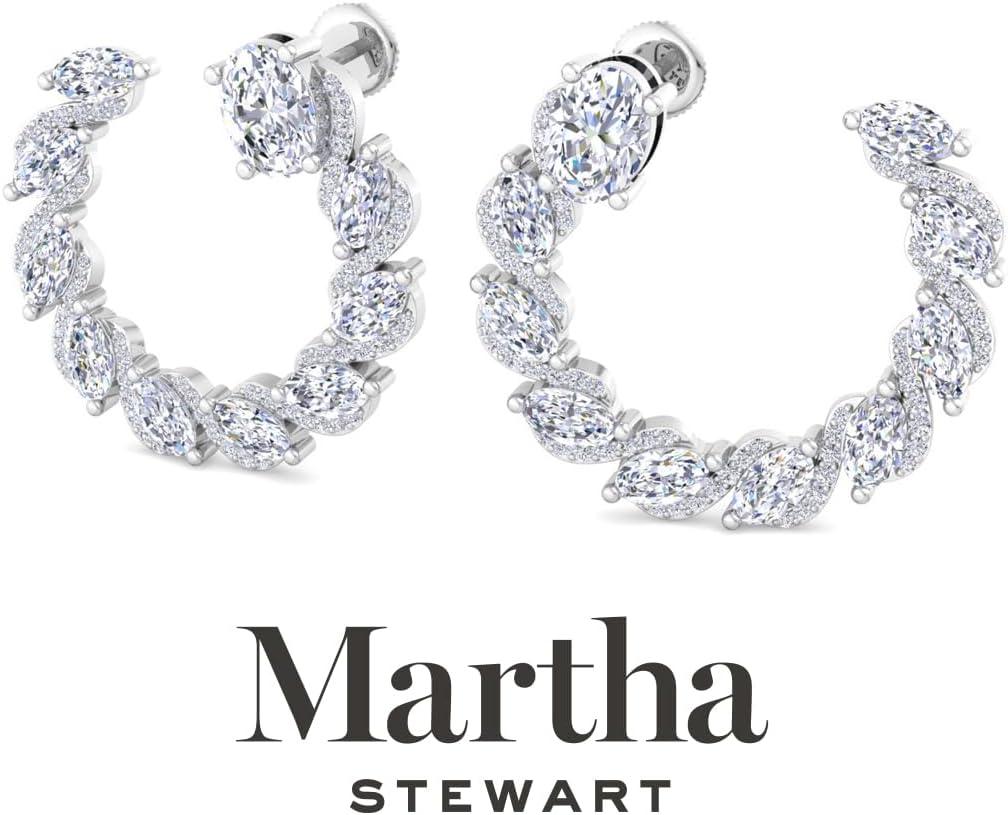 image:imageMartha Stewart 5 Carat Lab Grown Diamond Hoop Earrings Sterling Silver Hoop Earrings for WomenOval