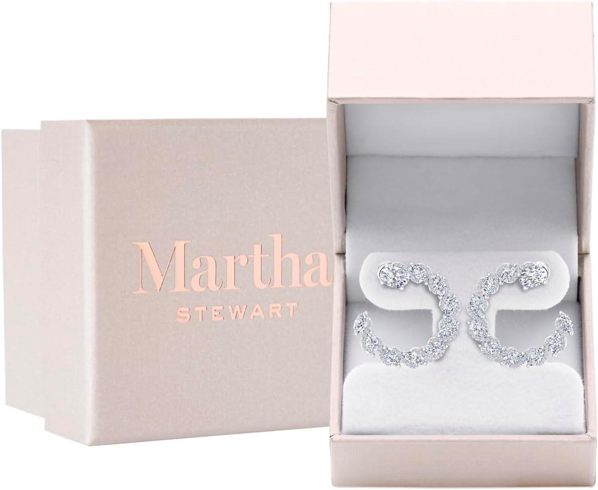 image:imageMartha Stewart 5 Carat Lab Grown Diamond Hoop Earrings Sterling Silver Hoop Earrings for WomenOval