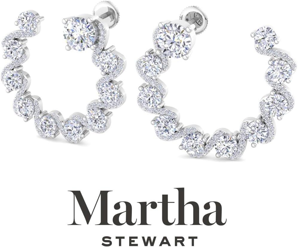 image:imageMartha Stewart 5 Carat Lab Grown Diamond Hoop Earrings Sterling Silver Hoop Earrings for WomenRoundBrilliant