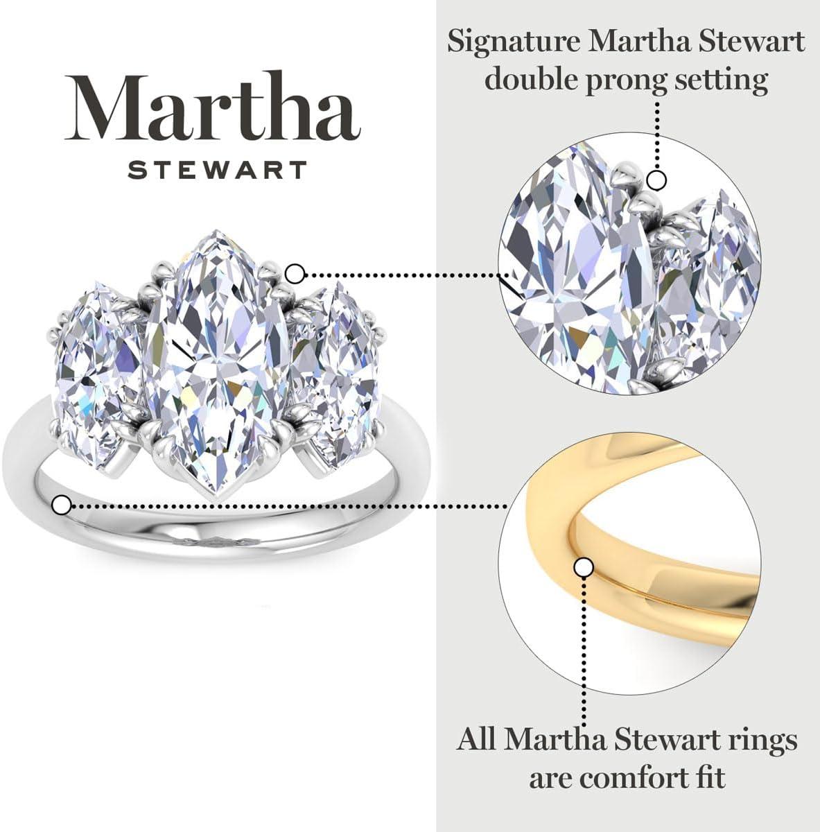 image:imageMartha Stewart 5 Carat Marquise Shape Lab Grown Diamond Three Stone Engagement Ring In Sterling Silver