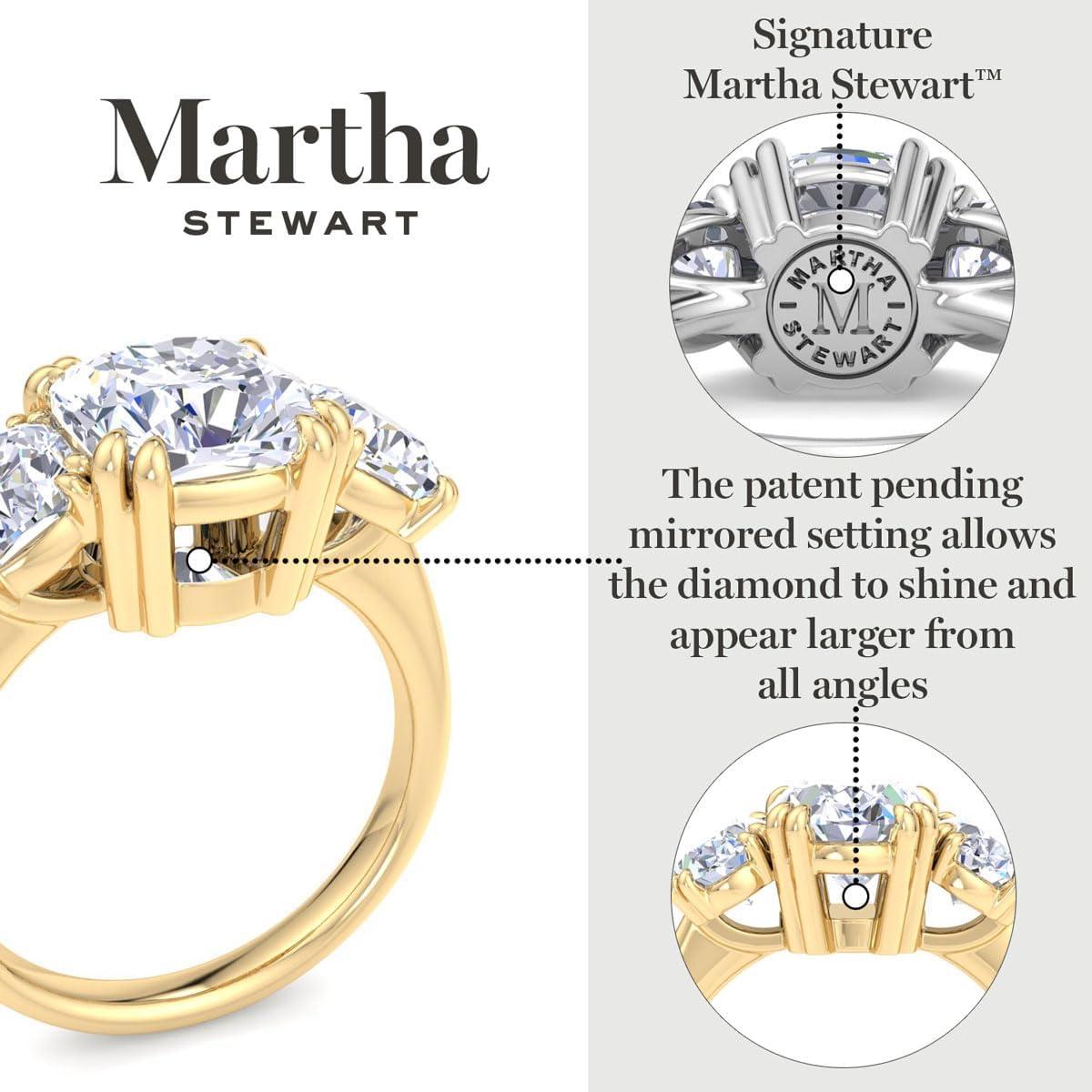 image:imageMartha Stewart 5 Carat Marquise Shape Lab Grown Diamond Three Stone Engagement Ring In Sterling Silver