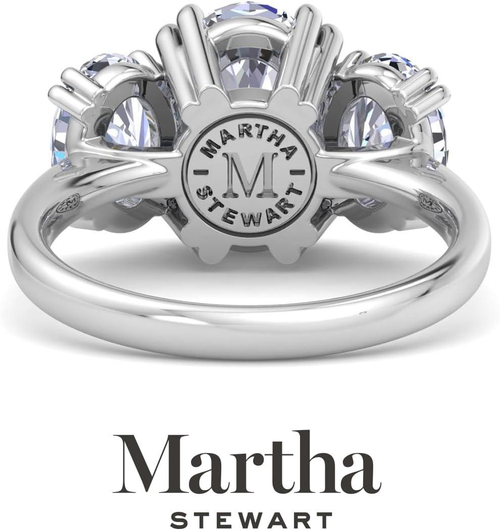 image:imageMartha Stewart 5 Carat Oval Shape Lab Grown Diamond Three Stone Engagement Ring In Sterling Silver