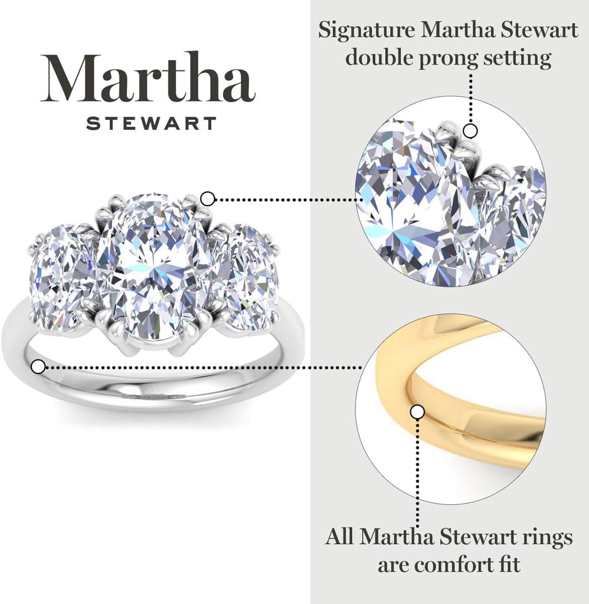 image:imageMartha Stewart 5 Carat Oval Shape Lab Grown Diamond Three Stone Engagement Ring In Sterling Silver