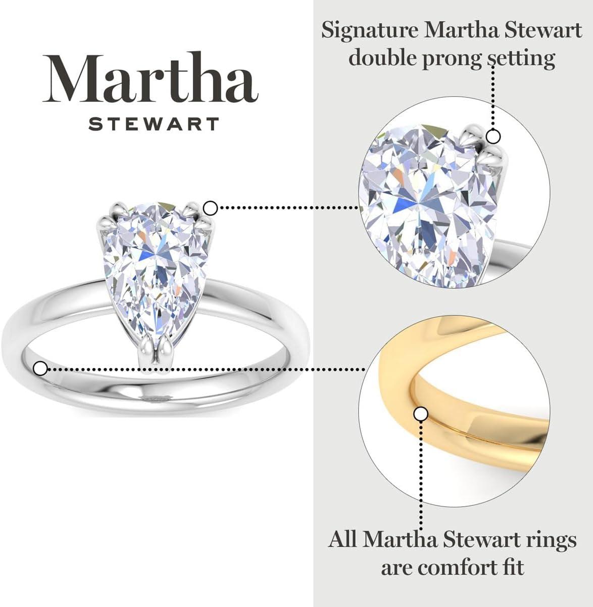 image:imageMartha Stewart 5 Carat Pear Shape Lab Grown Diamond Solitaire Engagement Ring In Sterling Silver