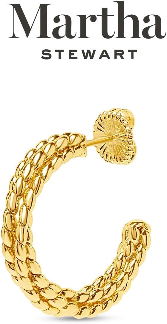 image:imageMartha Stewart Beaded Gold Hoop Earrings 1 Inch