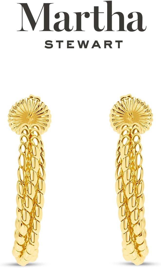 image:imageMartha Stewart Beaded Gold Hoop Earrings 1 Inch