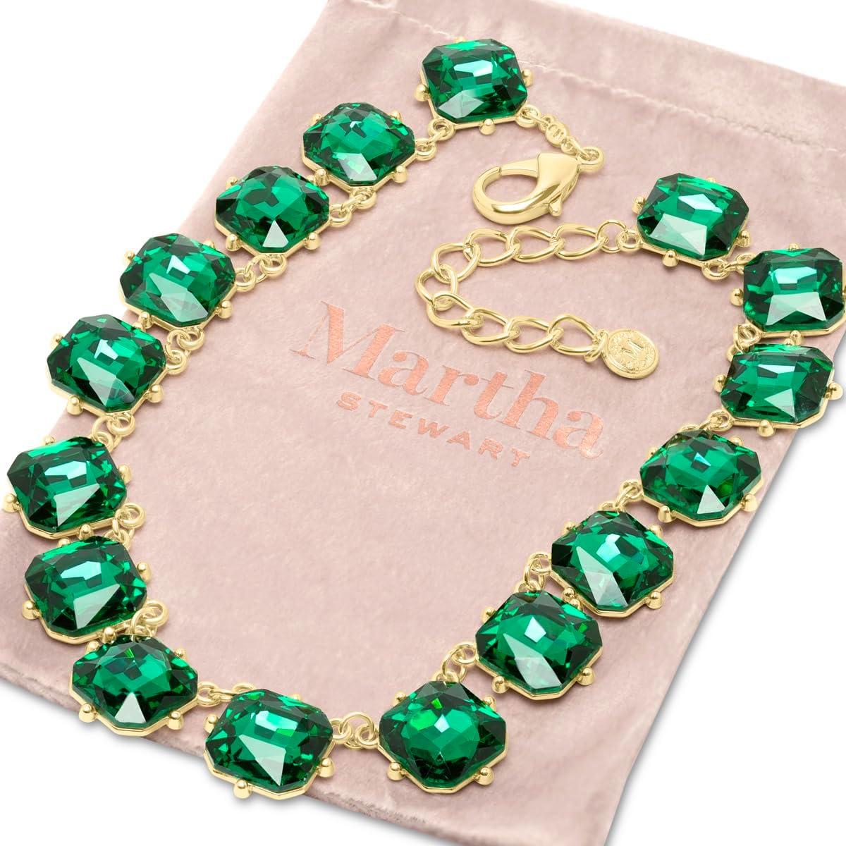 image:imageMartha Stewart Cushion Crystal Statement NecklaceGreen