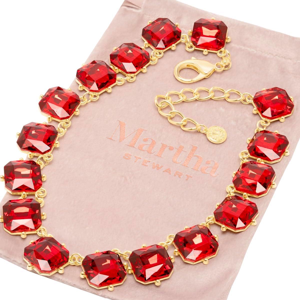 image:imageMartha Stewart Cushion Crystal Statement NecklaceRed