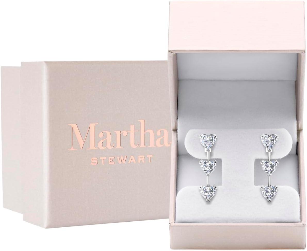 image:imageMartha Stewart Lab Grown Diamond Earrings Drop Style Sterling Silver Fine Jewelry for WomenHeart Shape5 Carat