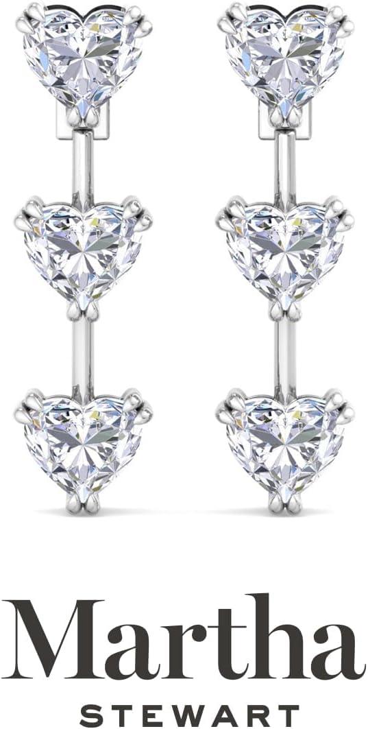 image:imageMartha Stewart Lab Grown Diamond Earrings Drop Style Sterling Silver Fine Jewelry for WomenHeart Shape5 Carat