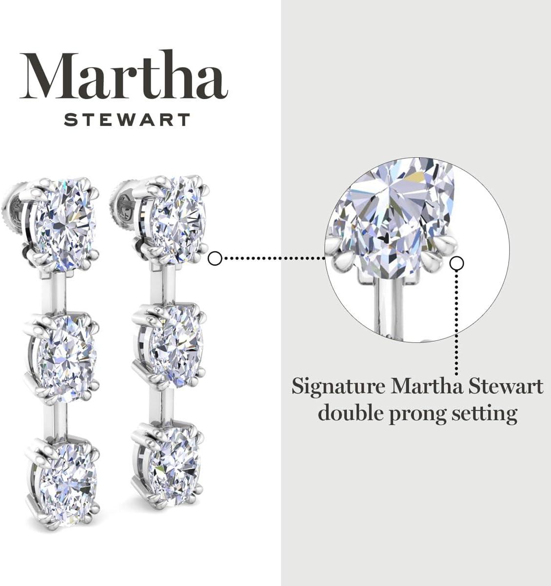 image:imageMartha Stewart Lab Grown Diamond Earrings Drop Style Sterling Silver Fine Jewelry for WomenOval Shape3 Carat