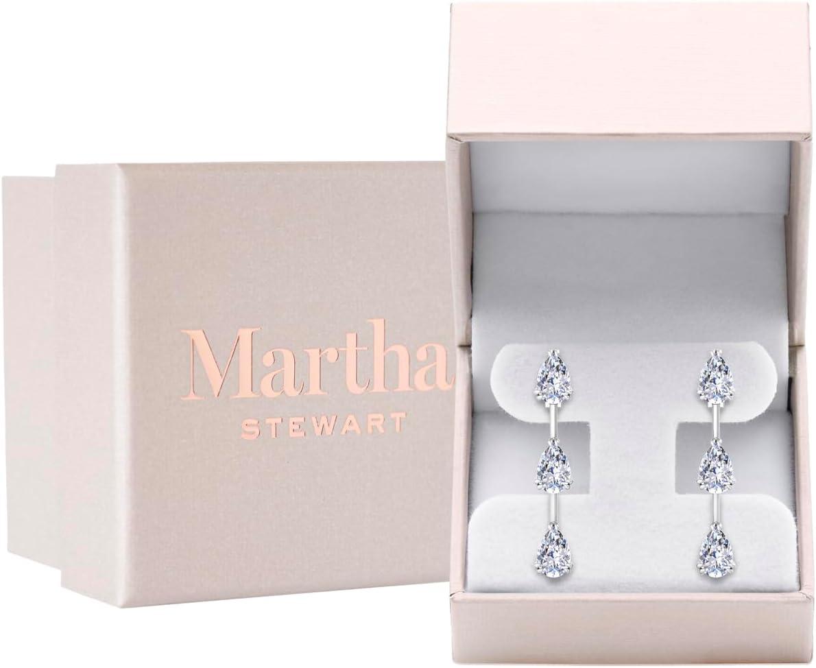 image:imageMartha Stewart Lab Grown Diamond Earrings Drop Style Sterling Silver Fine Jewelry for WomenPear Shape5 Carat