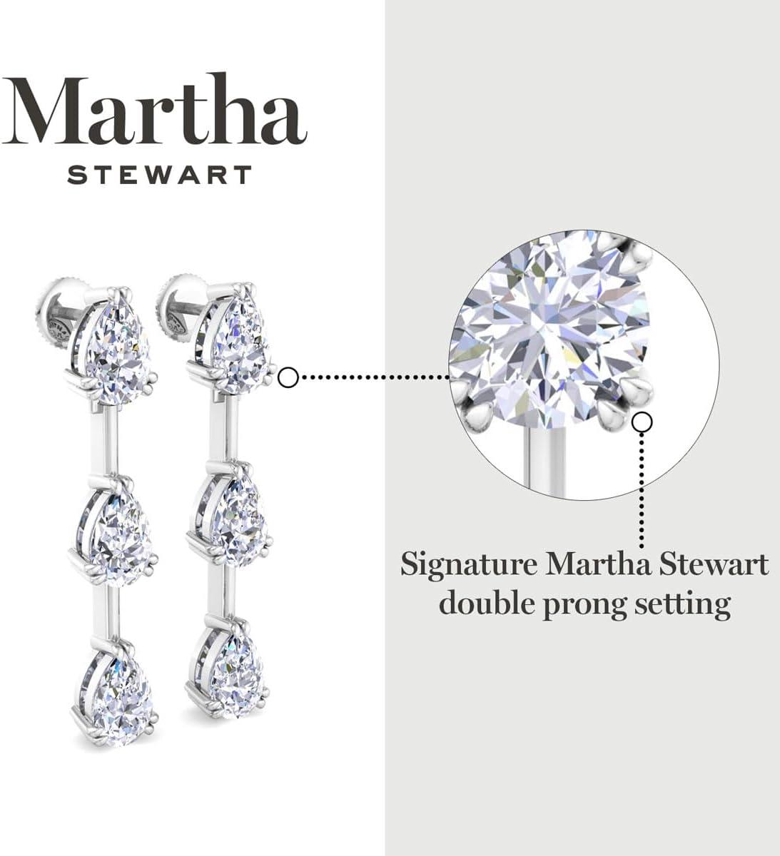 image:imageMartha Stewart Lab Grown Diamond Earrings Drop Style Sterling Silver Fine Jewelry for WomenPear Shape5 Carat