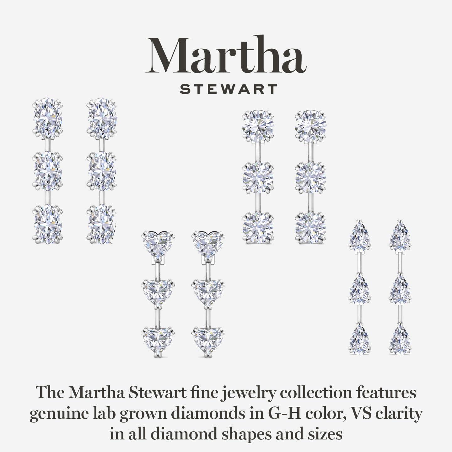 image:imageMartha Stewart Lab Grown Diamond Earrings Drop Style Sterling Silver Fine Jewelry for WomenRound Shape3 Carat