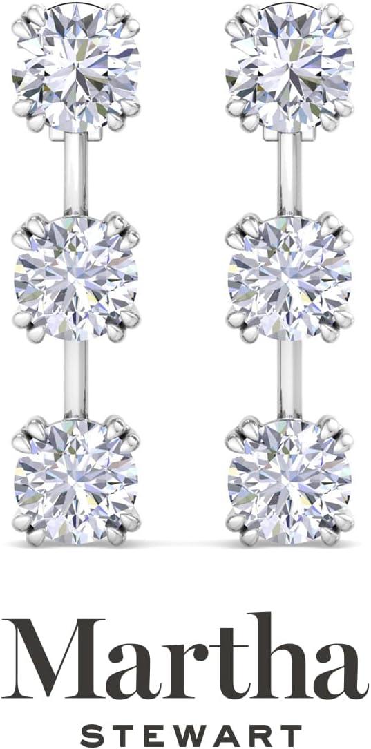 image:imageMartha Stewart Lab Grown Diamond Earrings Drop Style Sterling Silver Fine Jewelry for WomenRound Shape5 Carat