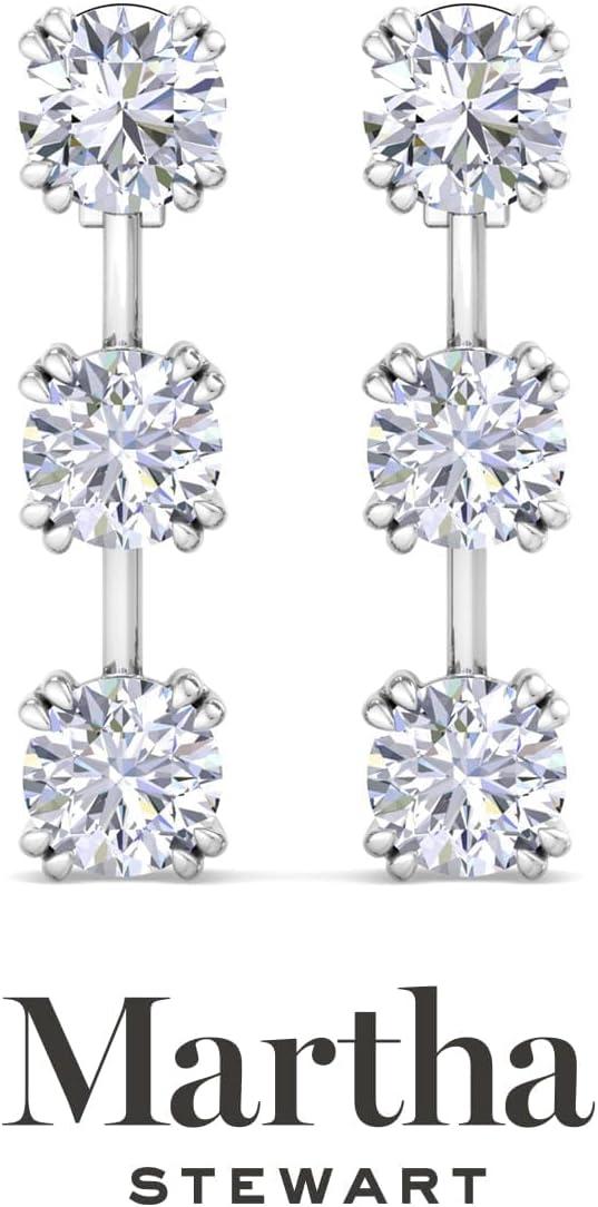 image:imageMartha Stewart Lab Grown Diamond Earrings Drop Style Sterling Silver Fine Jewelry for WomenRound Shape5 Carat