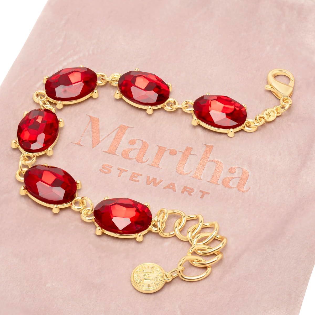 image:imageMartha Stewart Oval Crystal Statement BraceletRed