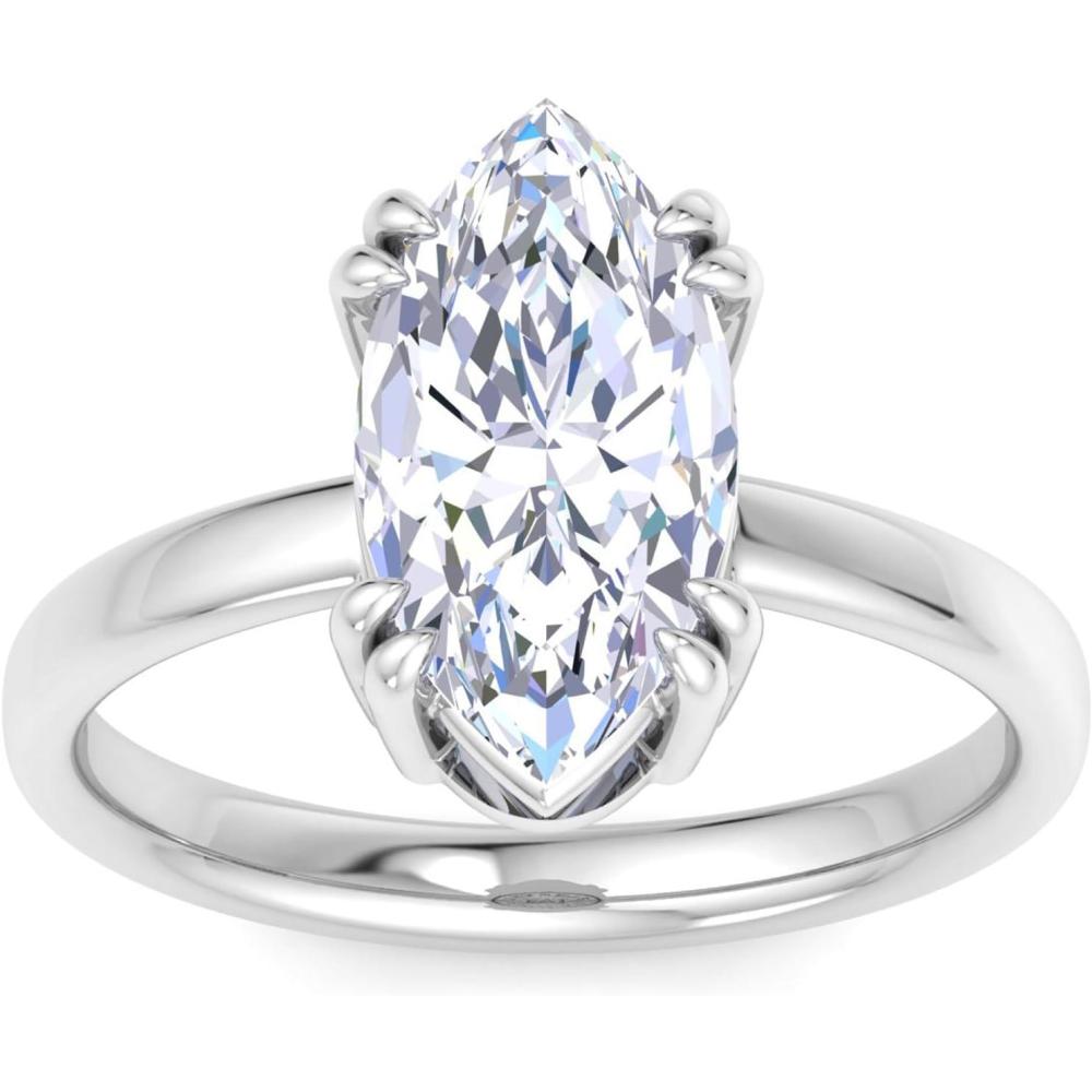 image:imageMartha Stewart 3 Carat Marquise Shape Lab Grown Diamond Solitaire Engagement Ring In Sterling Silver