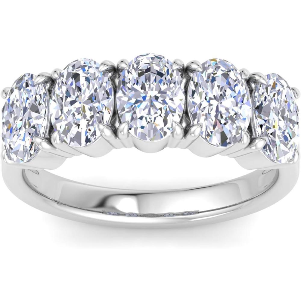 image:imageMartha Stewart 3 Carat Oval Shape Lab Grown Diamond Five Stone Engagement Ring In Sterling Silver