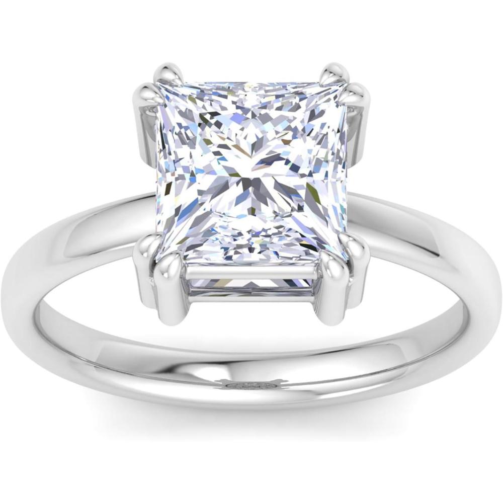 image:imageMartha Stewart 3 Carat Princess Cut Lab Grown Diamond Solitaire Engagement Ring In Sterling Silver