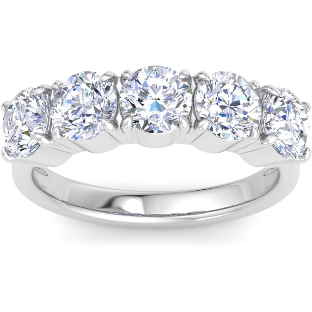 image:imageMartha Stewart 3 Carat Round Lab Grown Diamond Five Stone Engagement Ring In Sterling Silver