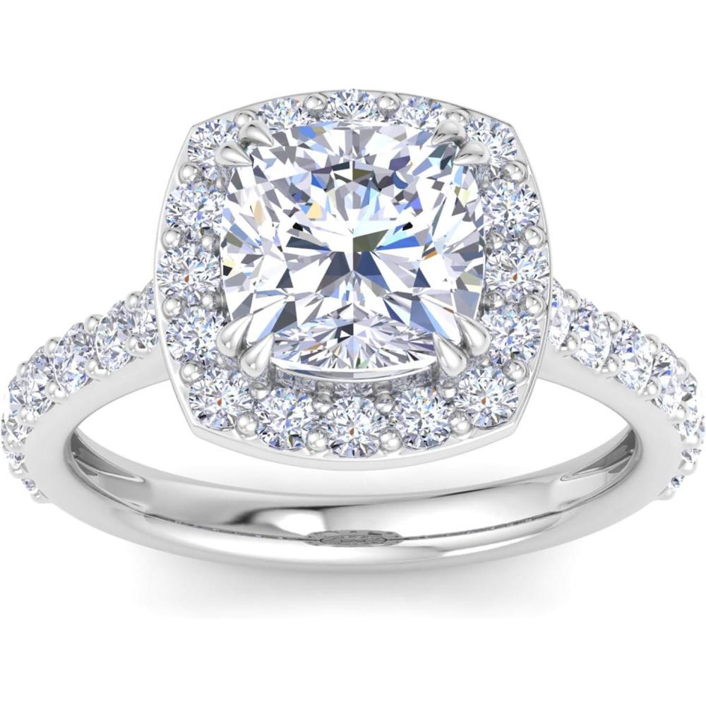 image:imageMartha Stewart 4 Carat Cushion Cut Lab Grown Diamond Halo Engagement Ring In Sterling Silver