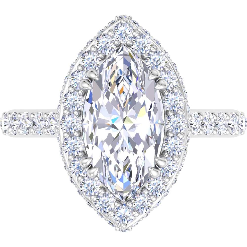 image:imageMartha Stewart 4 Carat Marquise Shape Lab Grown Diamond Hidden Halo Engagement Ring In Sterling Silver