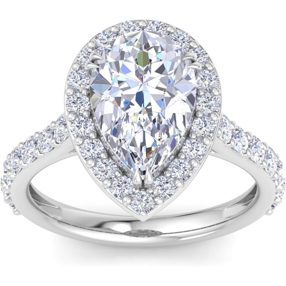 image:imageMartha Stewart 4 Carat Pear Shape Lab Grown Diamond Halo Engagement Ring In Sterling Silver